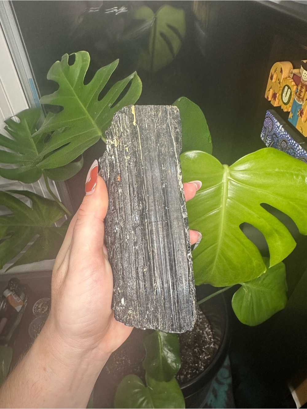 Raw Black Tourmaline Crystal Slab - Deep Black Stone